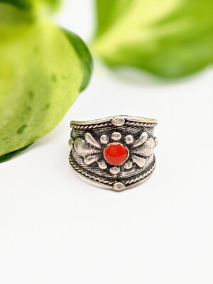 Silver Plated with Polymer Clay Inlay Statement Ring - image3